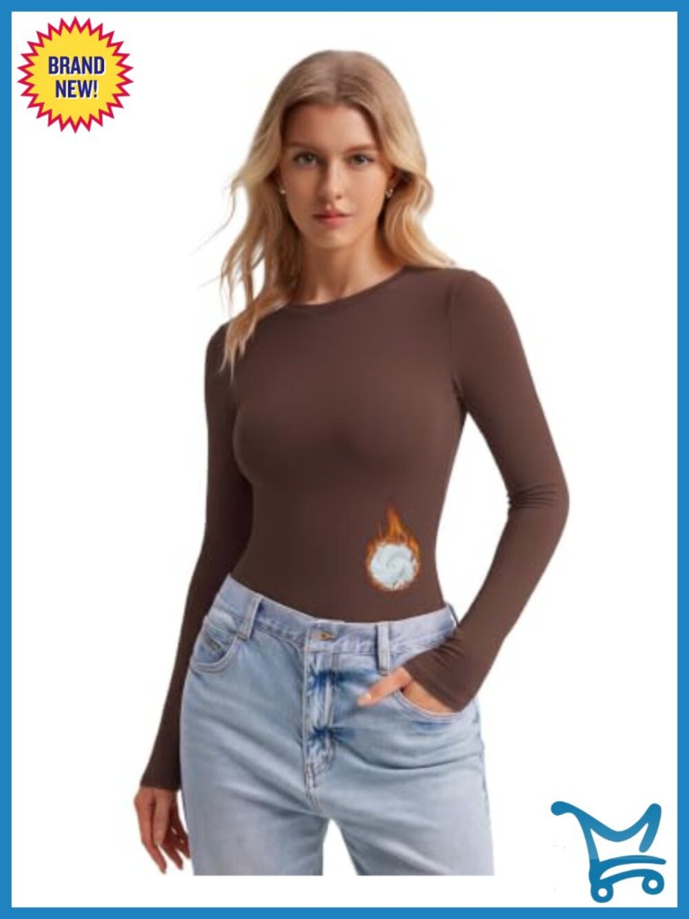 Women's Fleece Lined Thermal Long Sleeve Fitted T Shirt Crew Neck Slim Fit Top